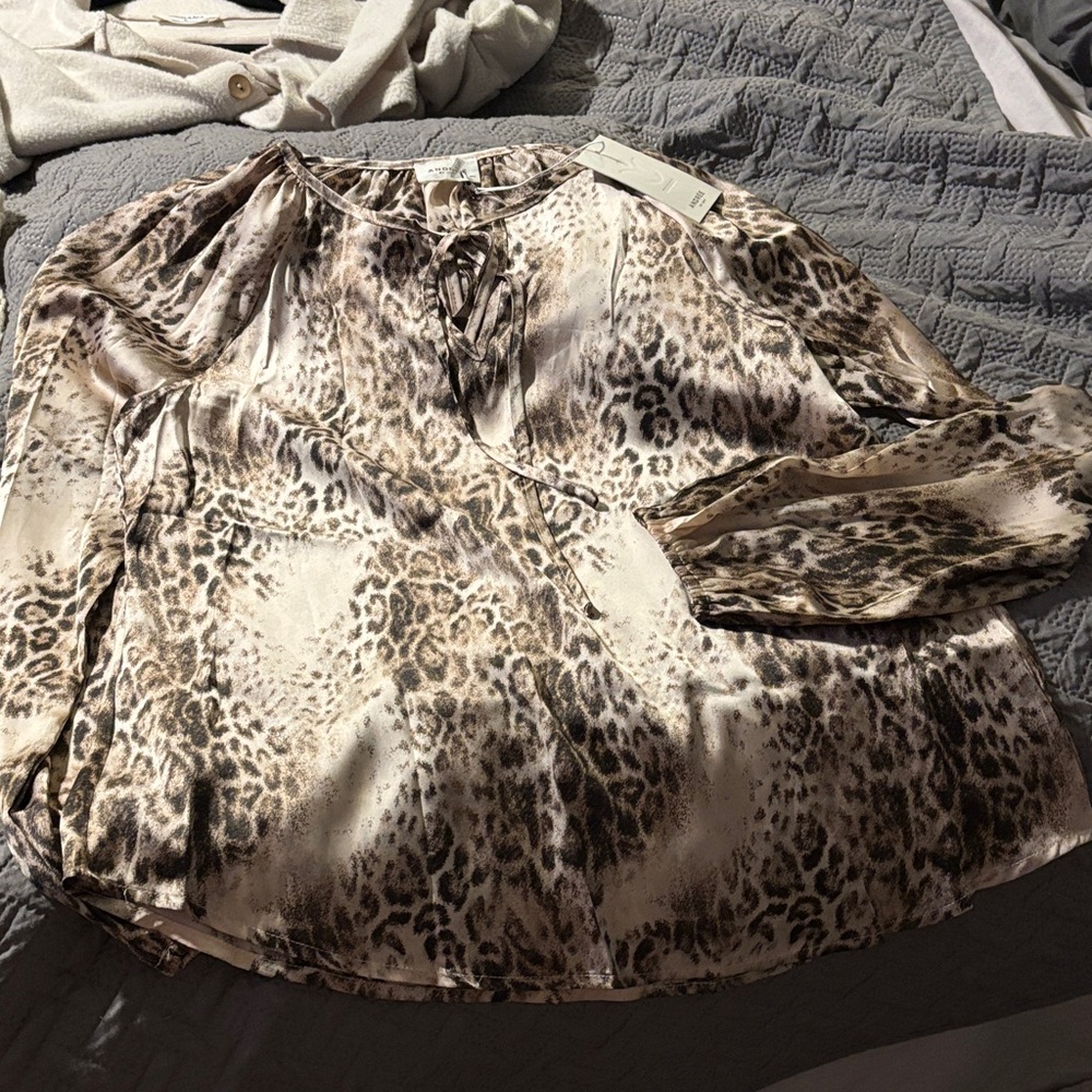 ANDREE BY UNIT Leopard Print Blouse - Brown and Cream